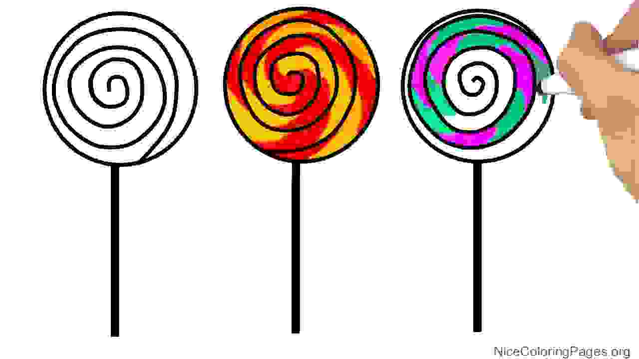 1280x720 Draw Candies And Lollipops Nice Coloring Pages For Kids