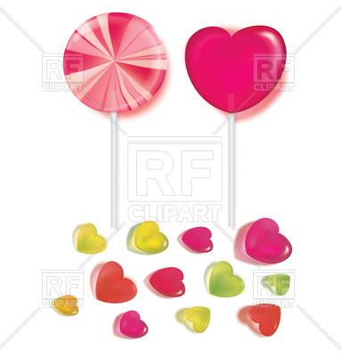383x400 Heart Shaped Lollipops And Candies Royalty Free Vector Clip Art