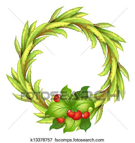 444x470 Clip Art Of A Round Border Made Of Long Leaves K13568956