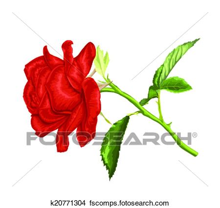 450x426 Clipart Of Beautiful Red Rose With Long Stem And Leaves Isolated