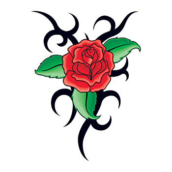 350x350 Tribal Rose With Stem Temporary Tattoo