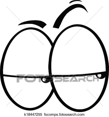 438x470 Clipart Of Black And White Suspicious Eyes K18447255