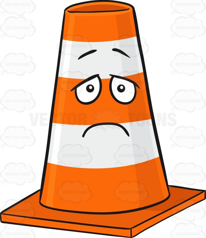 693x800 Traffic Cone Character With Depressed Look On Face Emoji Cartoon