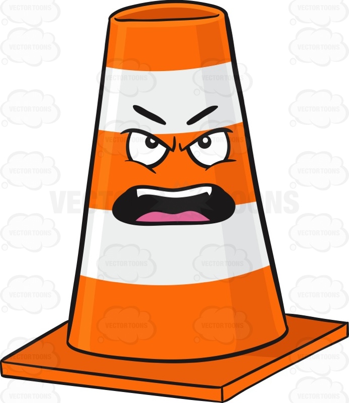 693x800 Traffic Cone Character Looking Outraged And Angry Emoji Cartoon