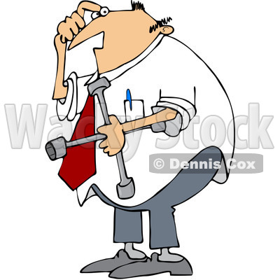 400x400 Free (Rf) Clip Art Illustration Of A Confused Businessman Holding