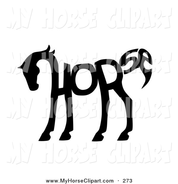 600x620 Clip Art A The Word Horse Spelled Out And Forming The Shape