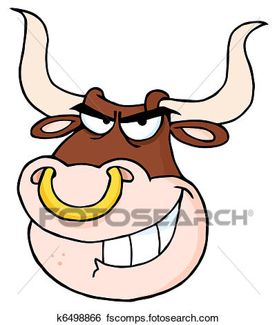 401x470 Clip Art Of Angry Bull Head Looking Cartoon K6498866