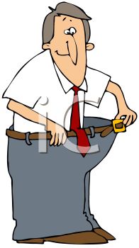 196x350 Cartoon Of A Man Who Lost Weight Wearing His Fat Pants