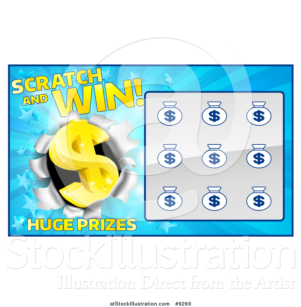 1024x1044 Vector Illustration Of A Blue Instant Scratch And Win Lottery Card