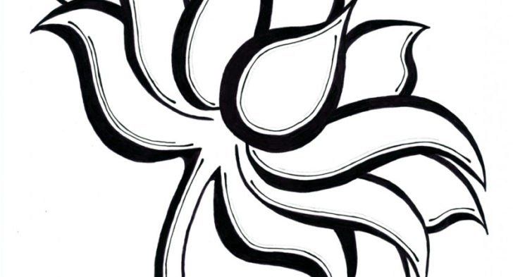 728x393 Simple Lotus Flower Drawing Lotus Flower Simple Drawing Best