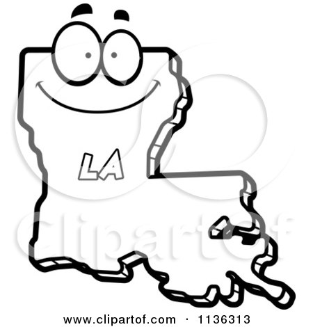 450x470 Cartoon Clipart Of An Outlined Happy Louisiana State Character