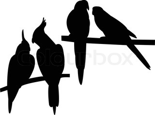 320x238 Love, Birds Kissing On Branch Stock Vector Colourbox