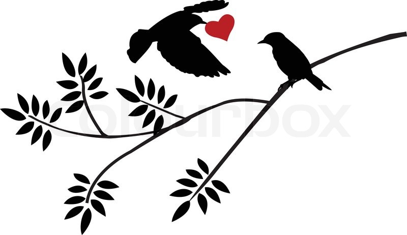 800x462 Vector Illustration Of Flying Bird Silhouette With A Love