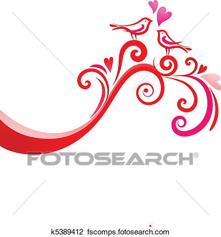 438x470 Clipart Of Love Birds K5389412