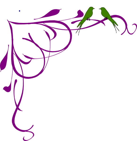 582x596 Love Birds Grey Corner Frame Purple Clip Art