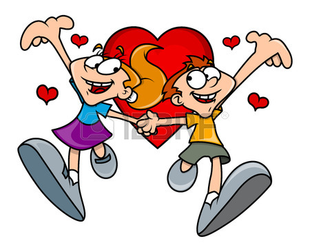 450x366 Happy Cartoon Couple With Heart Wings Royalty Free Cliparts