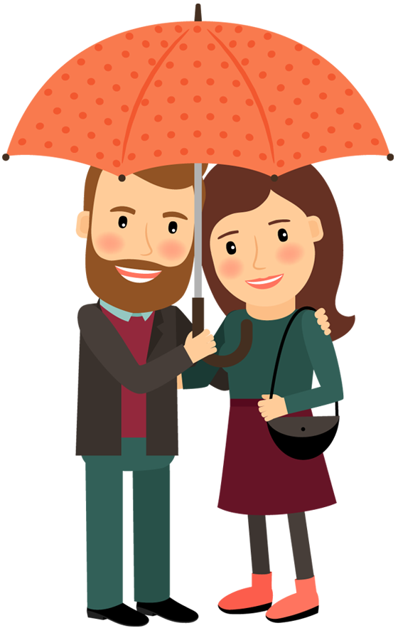560x890 Happy Cartoon Couple Under Umbrella In Love Hugging 1designshop