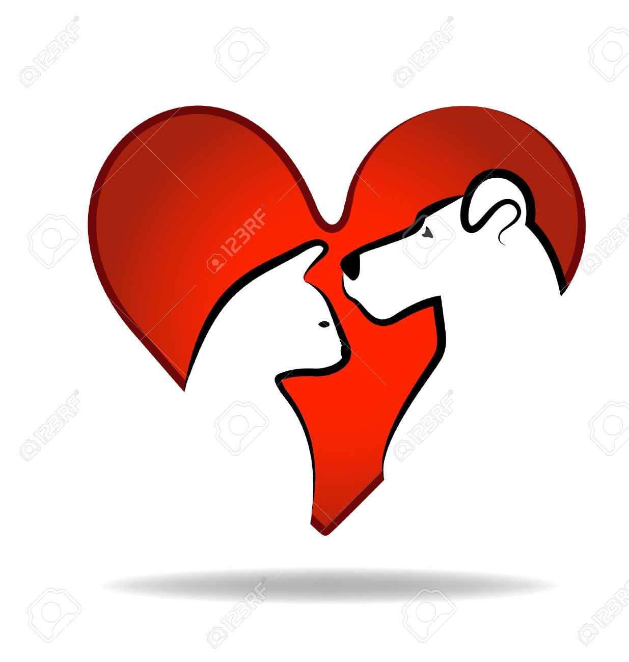 1235x1300 Cat And Dog Heart Love Logo Abstract Design Royalty Free Cliparts