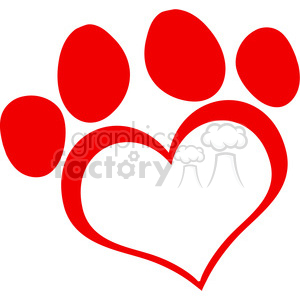 300x300 Royalty Free Red Love Paw Print 386541 Vector Clip Art Image