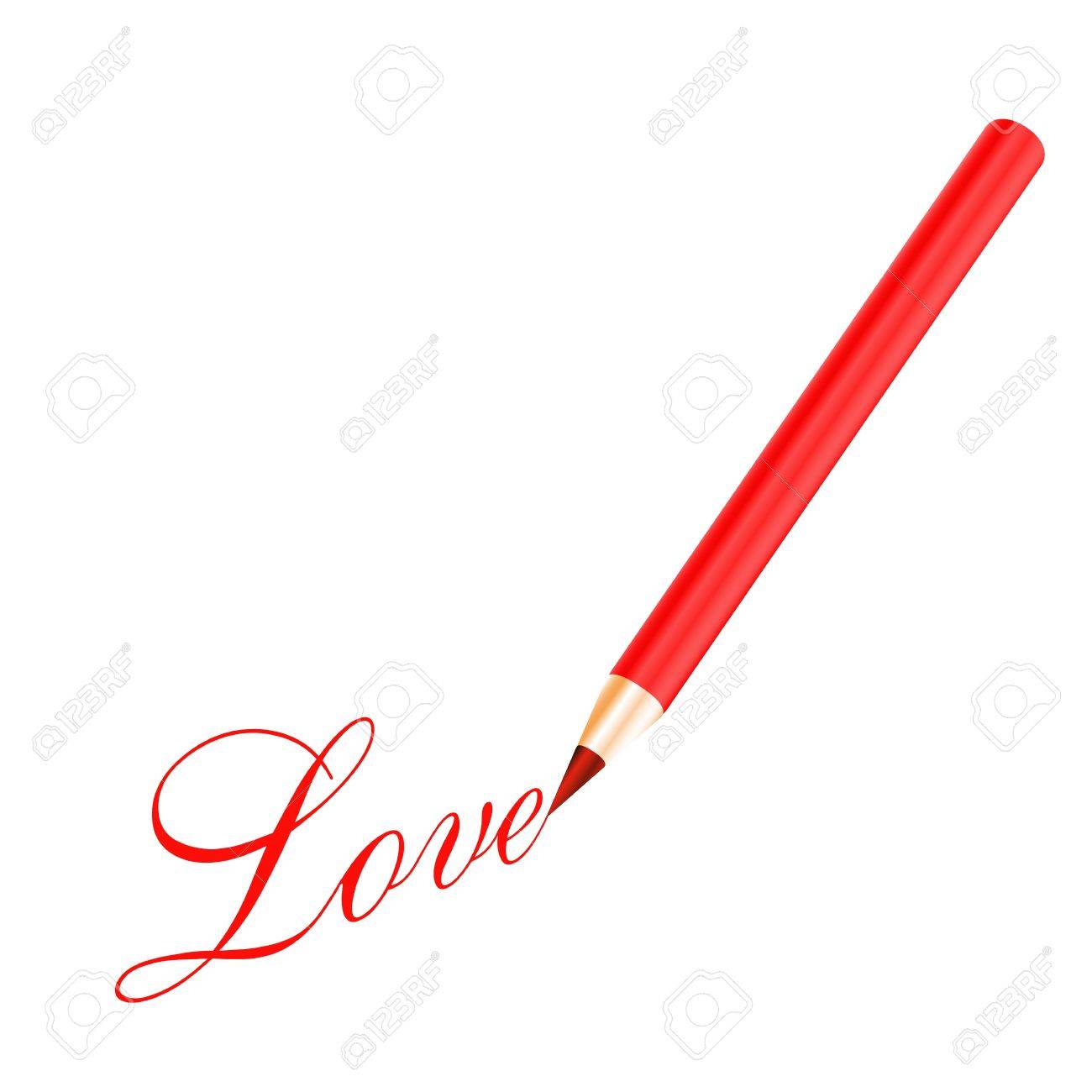 1300x1300 Red Pencil And Red Love Letter Isolated On White Background
