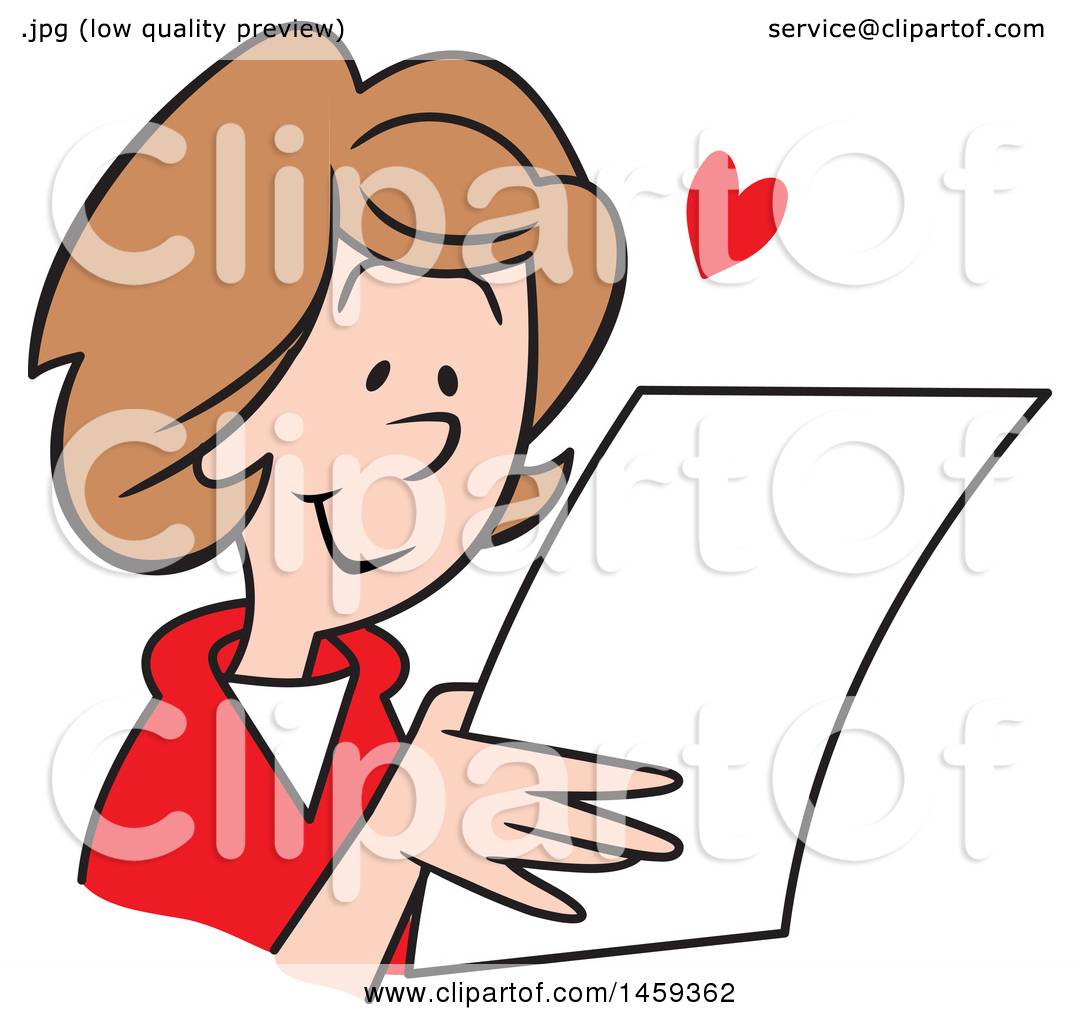 1080x1024 Clipart Of A Happy Woman Reading A Love Letter