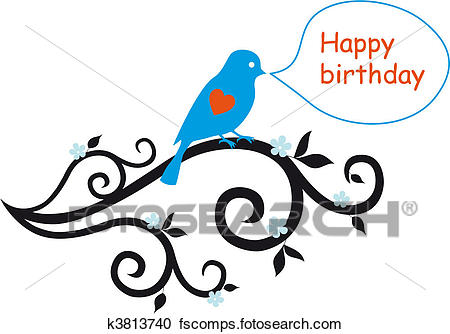 450x334 Clipart Of Happy Birthday Card With Lovebird K3813740