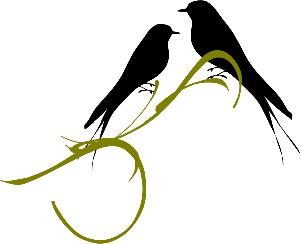 600x486 Love Birds On A Branch Clip Art
