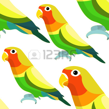 450x450 Lovebirds Parrot Couple With A Red Head. Vector Illustration