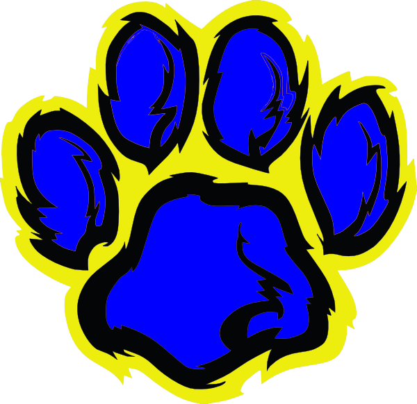 600x582 Blue And Gold Tiger Paw Clip Art