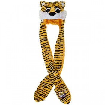 350x350 Tigers Plush Thematic Mascot Long Knit Hat With Hand Warmers
