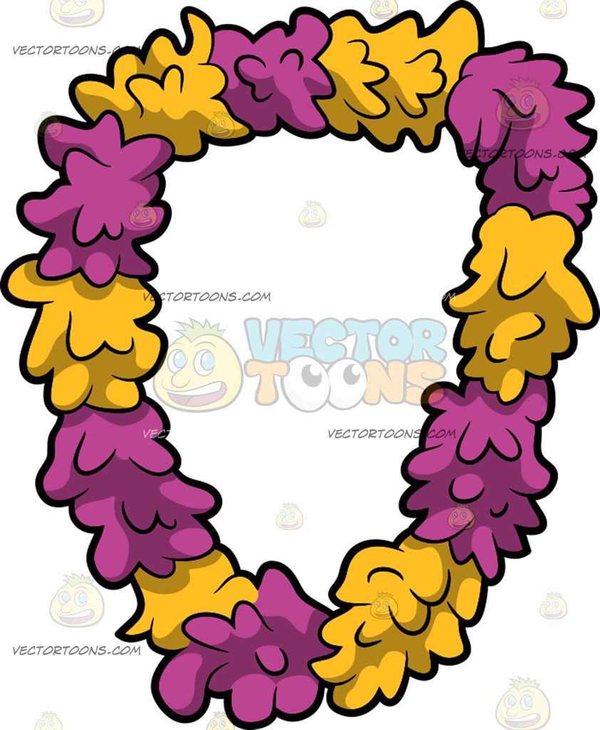 842x1024 A Flower Lei Cartoon Clipart