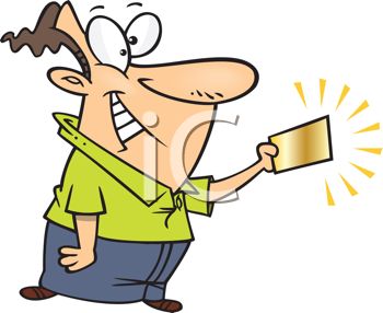 350x286 Cartoon Of A Lucky Man Holding A Winning Gold Ticket