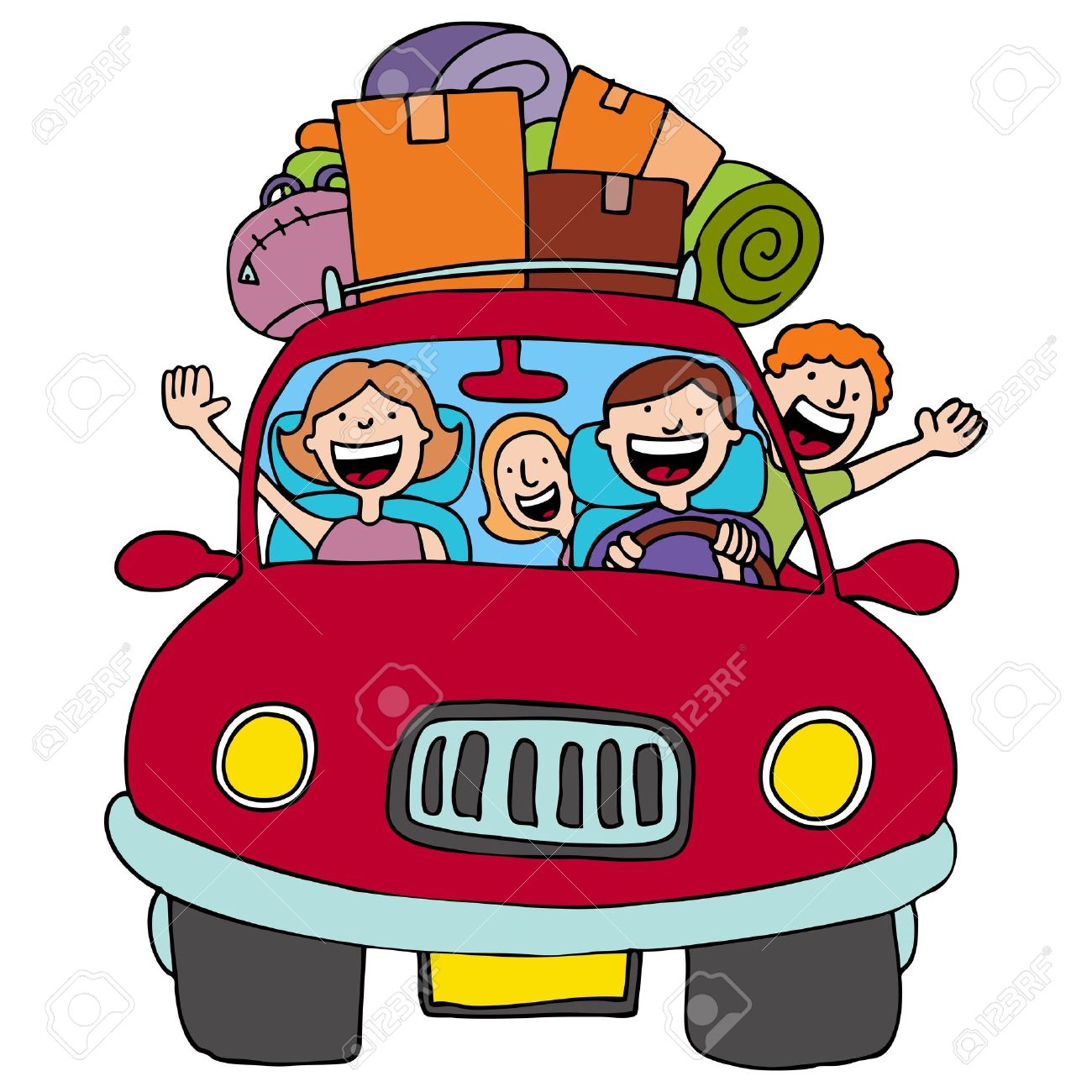 1300x1300 An Image Of A Family Driving In Their Car With Luggage On Top