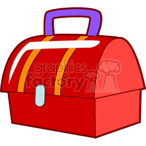 300x300 Royalty Free Red Lunch Box With Orange Stripes And A Blue Handle