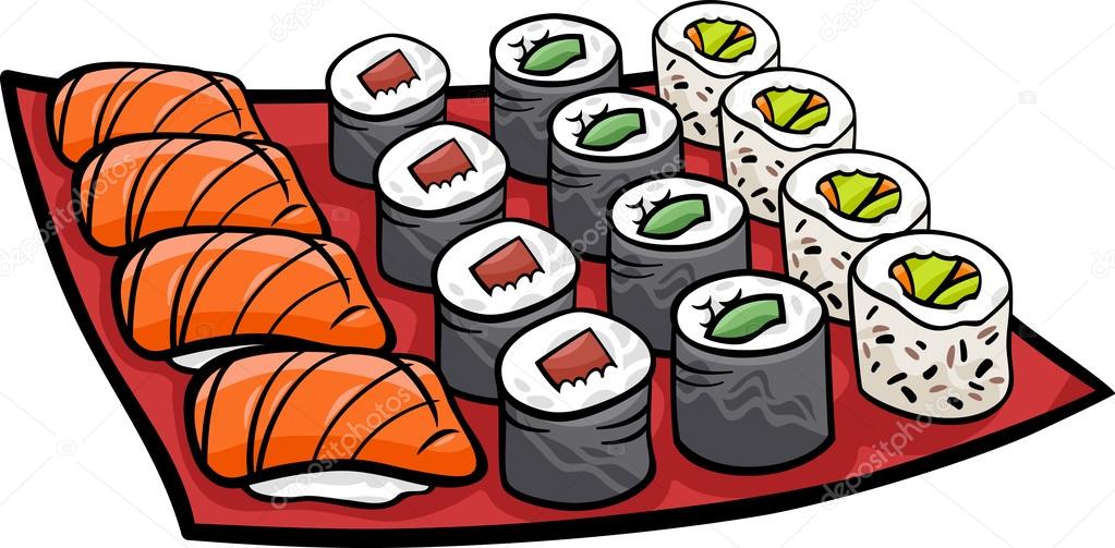 1023x503 Sushi Lunch Cartoon Illustration Stock Vector Izakowski