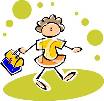 350x338 Royalty Free Clipart Image Stick Girl Walking To School Holding