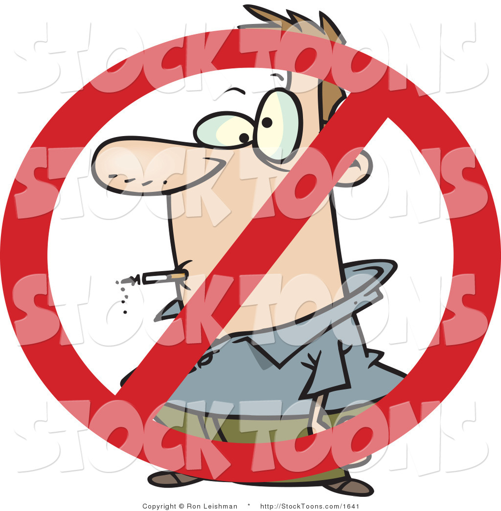 1024x1044 Stock Cartoon Of A No Smoking Symbol Over A Man By Toonaday