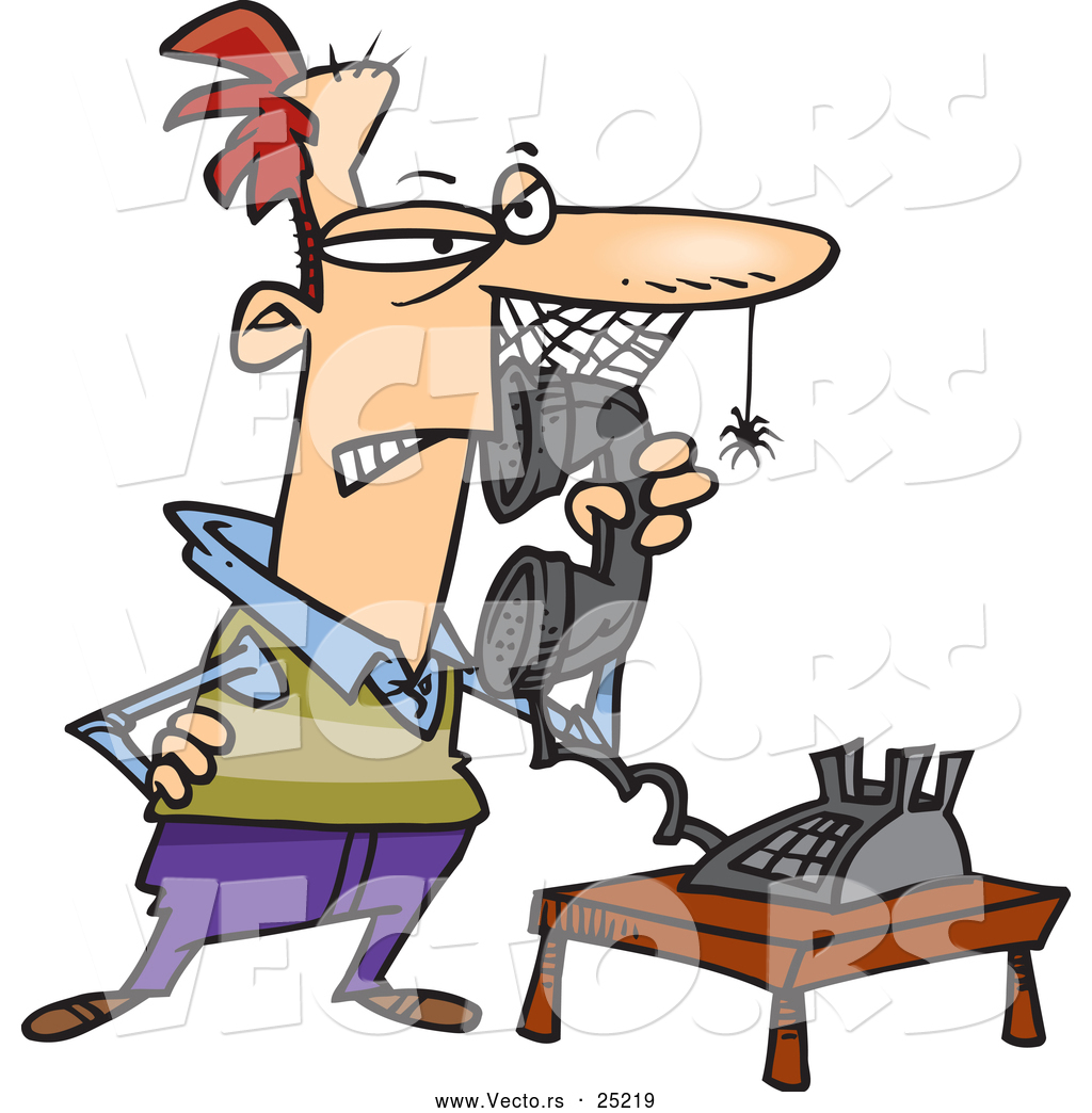 1024x1044 Vector Of A Mad Cartoon Man Waiting On The Phone For Customer