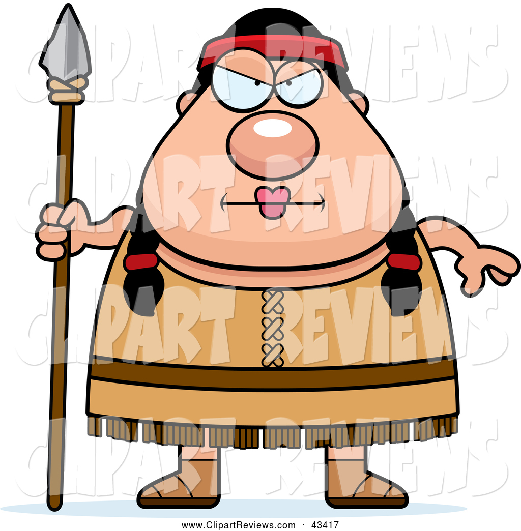 1024x1044 Clip Art Of A Mad Chubby Native American Woman With A Spear By