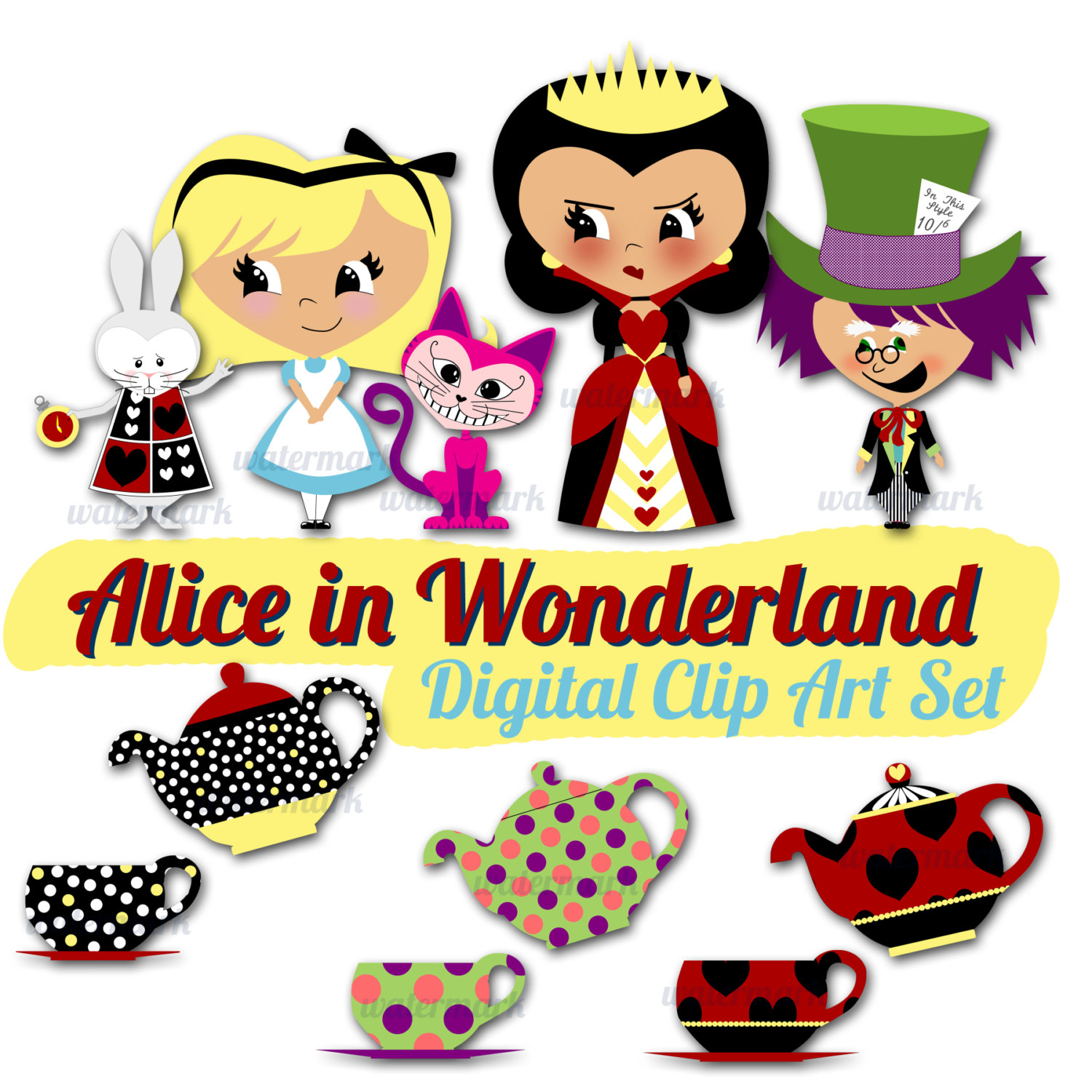 1500x1500 Alice In Wonderland Clipart Tea Set