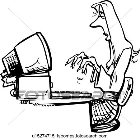 450x448 Clipart Of , Computer, Maestro, Office, People, Cartoon, U13881822