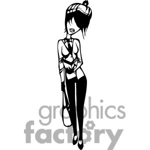300x300 Clip Art Of Girl Walking While Reading A Magazine. 384765
