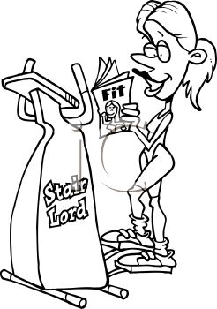 246x350 Black And White Cartoon Of A Woman Reading A Fitness Magazine