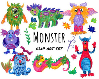 340x270 Monster Clip Art Etsy
