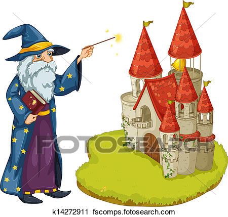 450x429 Clipart A Wizard Holding A Book And A Magic Wand In Front