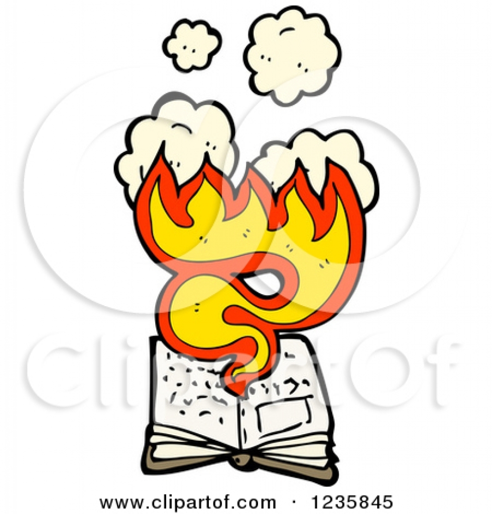 980x1024 Clipart Of A Burning Book Royalty Free Vector Illustration Inside