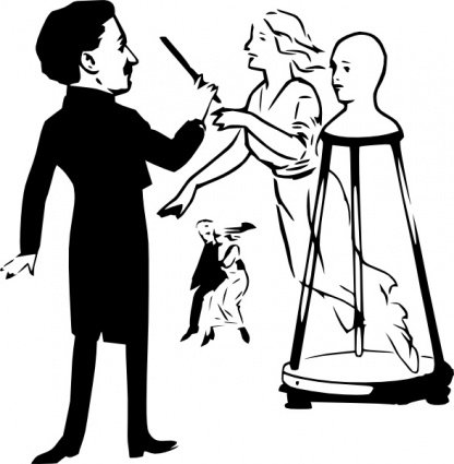 416x425 Magician With Magic Wand, Vector Graphics