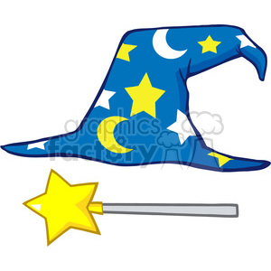 300x300 Royalty Free Clipart Of Wizard Hat And Magic Stick 386939 Vector