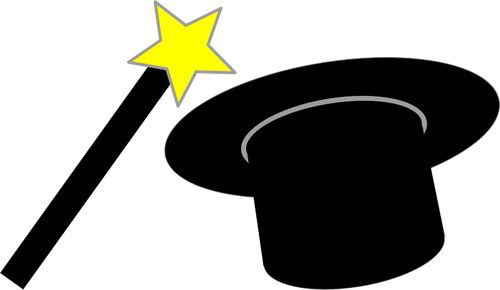 500x290 Magic Wand And Hat Public Domain Vectors