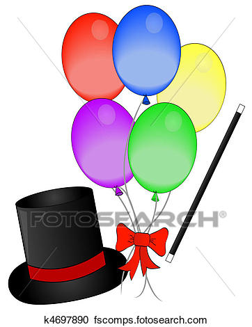 362x470 Stock Illustrations Of Magic Hat And Wand With Balloons K4697890